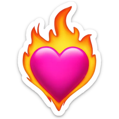 Hot pink heart on fire sticker