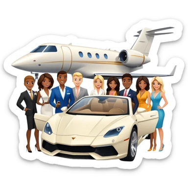 Grant Cardone, Tai Lopez, Josh King Madrid, Alex Hormozi, Iman Gadzhi, Daniel G, Branden Condy, Patrick Bet-David, Dan Henry, Luke Belmar, Shelby Sapp, Leila Hormozi, Tefi Valenzuela, business, influencers, friends, rich millionaire success lifestyle, private jet , supercars, success, sales sticker