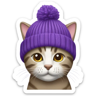 cat wearing a purple beanie sticker