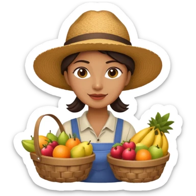 Shopper with fruit basket,Farmers’ Market, background Fruit, market. sticker