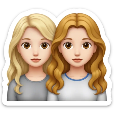Girl with straight hair and a girl with wavy hair sticker
