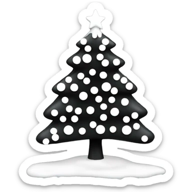Black Christmas tree with white ornaments  sticker
