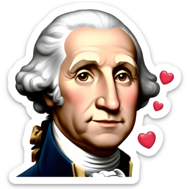 george washington with hearts in his eyes sticker