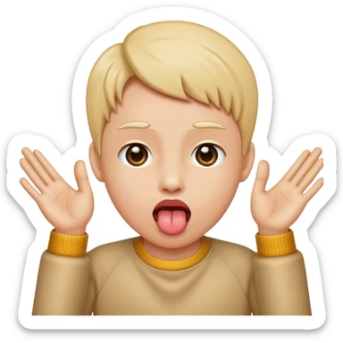 Sticking tounge out with hands up on both sides sticker