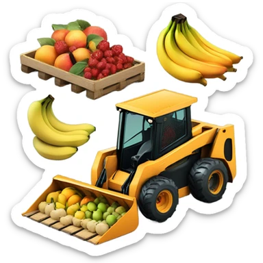 Fruit on top of skid steer sticker