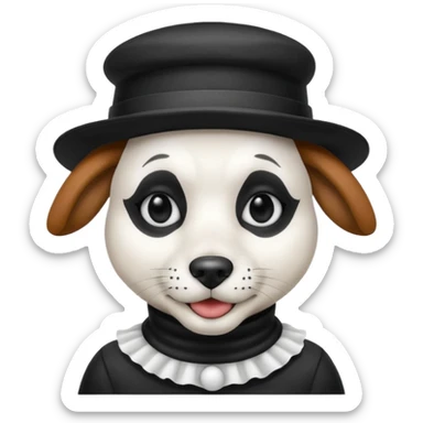 dog mime performer with hat sticker