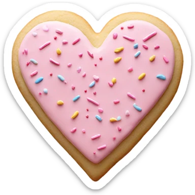 heart shaped sugar cookie with pastel pink frosting and sprinkles sticker