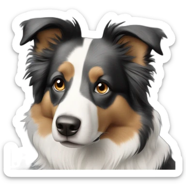 tricolor merle split-face border-collie sticker