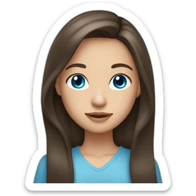 Brunette girl with long hair and blue eyes sticker