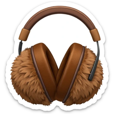 Warm brown completely fluffy earmuffs sticker
