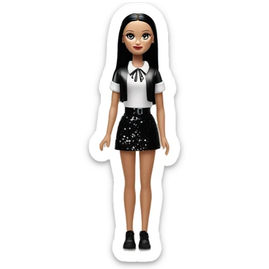  glitter Wednesday Addams.Beach beauty Barbie.full height 1girl sticker
