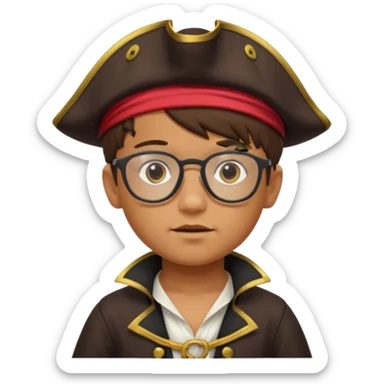 kid boy with pirate costume wearing glasses sticker