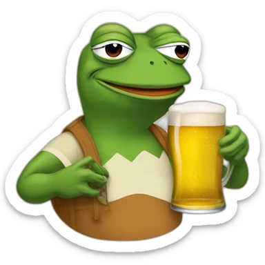 Pepe frog with a beer sticker