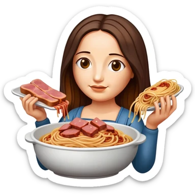 Monalisa holding spam meat spaghetti slop sticker