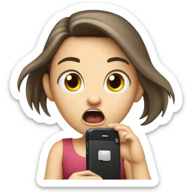 Pale brunette Girl screaming at phone  sticker