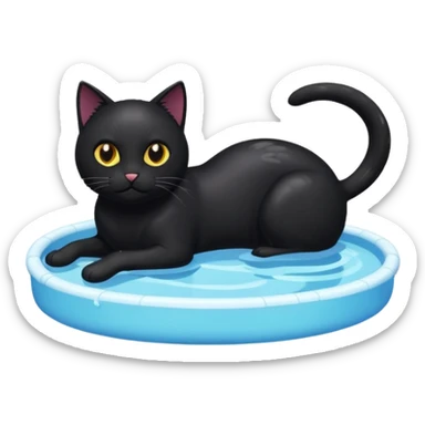 Black cat playing in a pool sticker