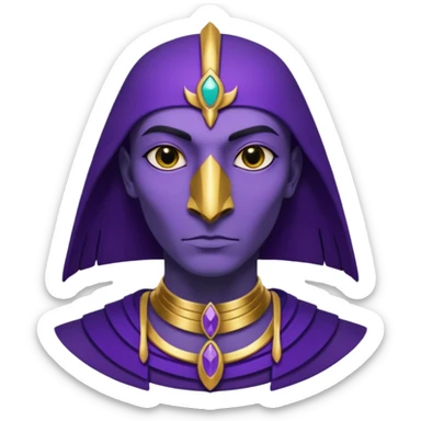 A male purple crow character inspired by the Ancient Egyptian god Sutekh/Set. Purple with gold accents and a gold Gemini emblem  sticker