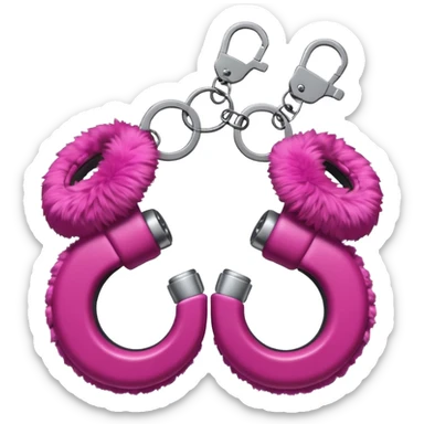 Fluffy magenta handcuffs sticker