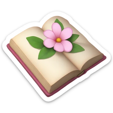 Realistic Open book with light pink flower inside sticker