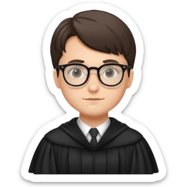 Young judge with glasses and robe sticker