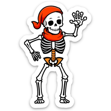 Papyrus from Undertale, tall skeleton with a red scarf, white body armor, orange-red gloves, enthusiastic pose sticker