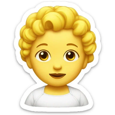 Yellow baby with single curl sticker
