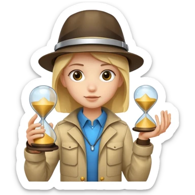 future Explorer with futuristic sandglass sticker