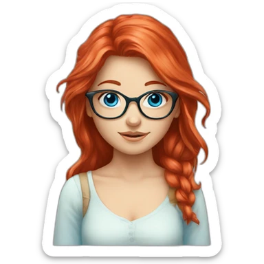 Red head girl with blue eyes glasses long hair fairy core sticker