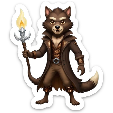 Werewolf from Van Helsing with brown fur, dark brown sequin outfit sticker