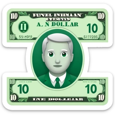 one 10 dollar bill flat ios emoji style version sticker