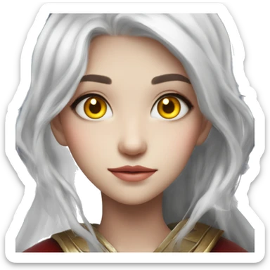 white hair red shooting star sign on the forehead  two dragon horn+ yellow eyes + beautiful girl  sticker