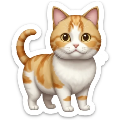 full body calico tabby + white cat with tiny head and fat body sticker