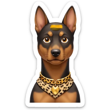 Doberman German shepherd mix with a cheetah collar on sticker
