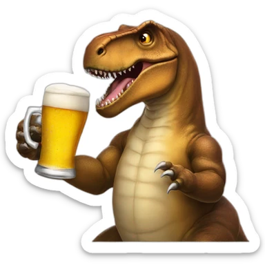T Rex bebiendo cerveza sticker
