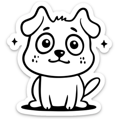 Nervous dog with wide worried eyes, trembling, with anxiety sweat drops sticker