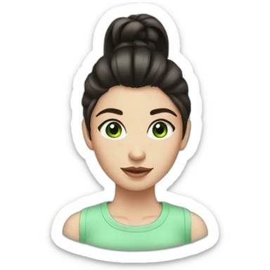 Darkhair ponytail green eyes girl sticker