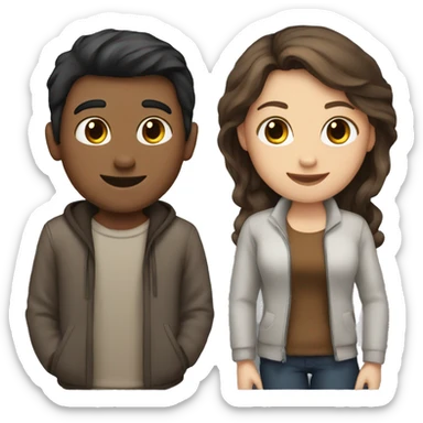 A guy with dark hair and a girl with brown hair sticker