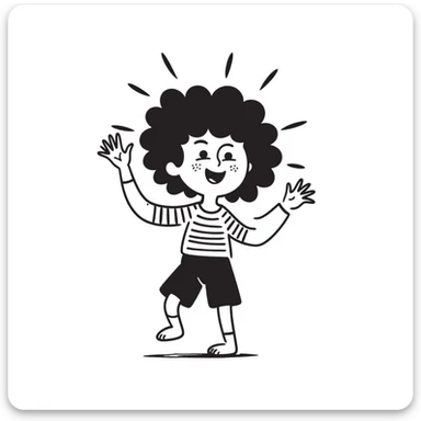 Silly beach character named 'Tripa Tropa Tralala' dancing on sand with sunshine sticker