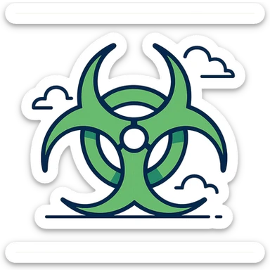 hazardous green logo, abstract toxic symbol, vibrant green, geometric, no text sticker