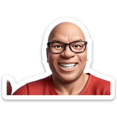 smiling boy with red shirt sticker