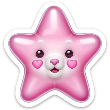 White jelly bear in the shape of a [unclear] with large pink heart-shaped eyes sticker