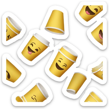 Happy Yellow paper cup of coffee  sticker