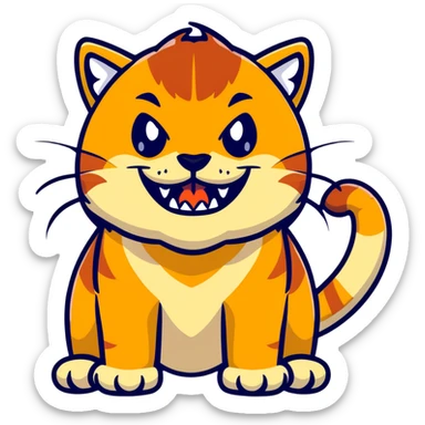 saber-toothed cat with a tiny body and enormous 8-inch fangs that are twenty times longer than its body, absurdly disproportionate teeth sticker