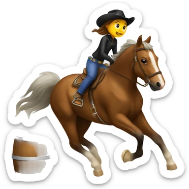 Girl riding horse doing barrel racing sticker
