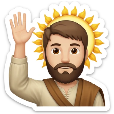 joshua bible chracter bearded man raising his hand stopping the sun sticker