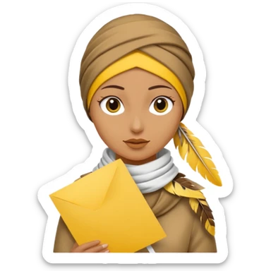 truthahnvogel with headscarf (no human) holding yellow paper sticker