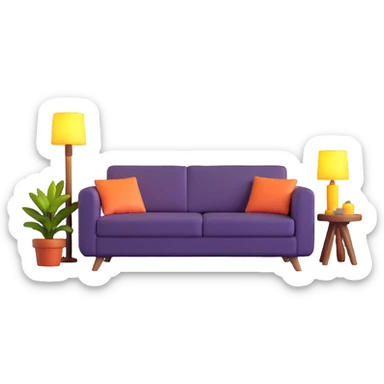 relaxing chill zone with comfy sofa and mood lighting sticker