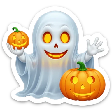 Casper the ghost with a jack o lantern  sticker