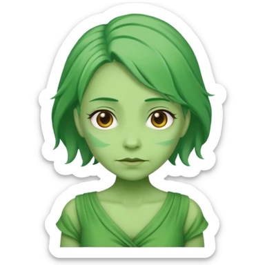 green dress old character, green hair. sticker