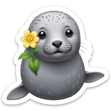 Grey Seal should not be fat on the beach with the flower pin on the head sticker